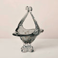 Smoky Glass Sculptural Decorative Basket