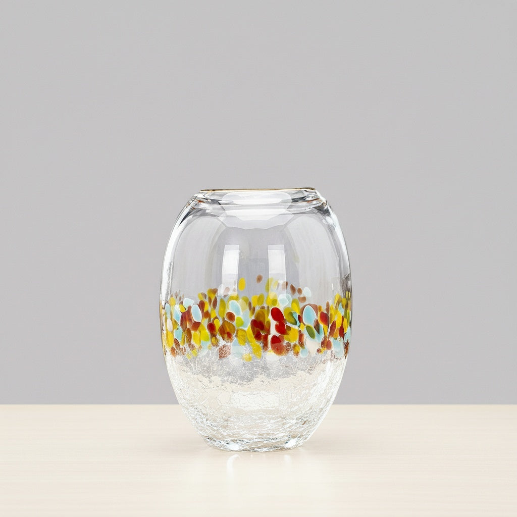 Medium empty oval vase with multi-color speckles