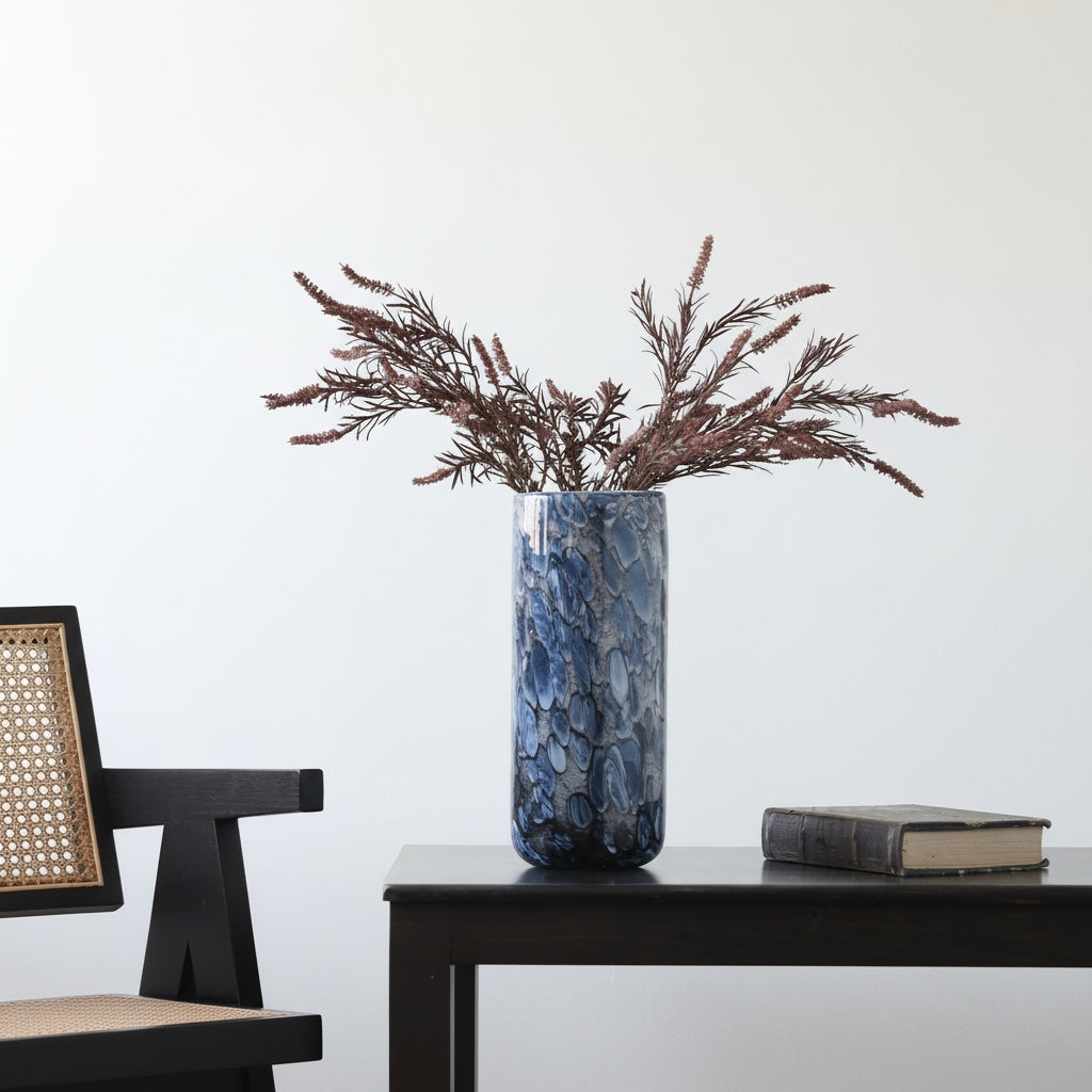 Speckled Glass Cylindrical Vase