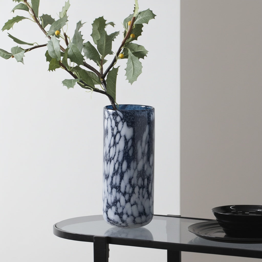 Speckled Glass Cylindrical Vase