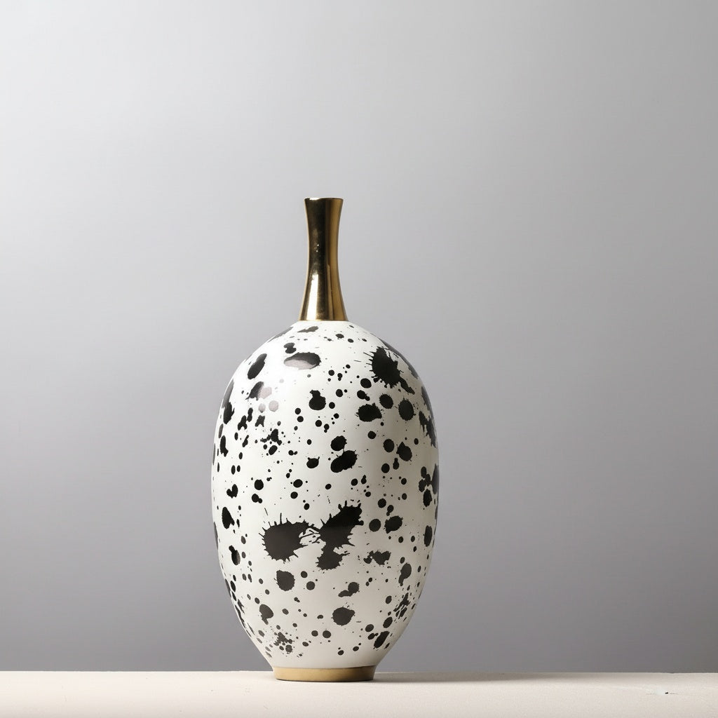 Splatter Pattern Ceramic Oval Vase