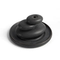 Top view of black ceramic stacked stone incense burner with round tray base