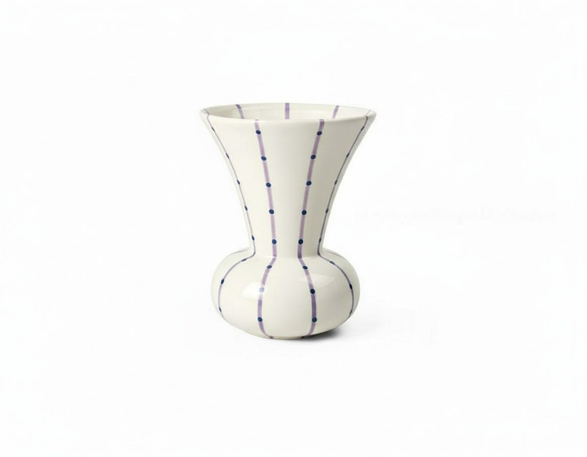 Striped Ceramic Flared Vase