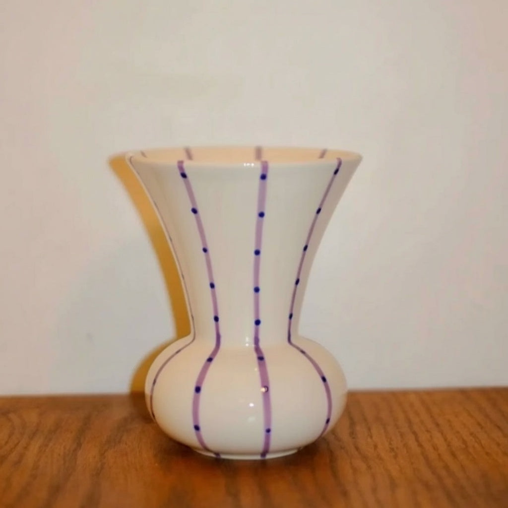 Striped Ceramic Flared Vase