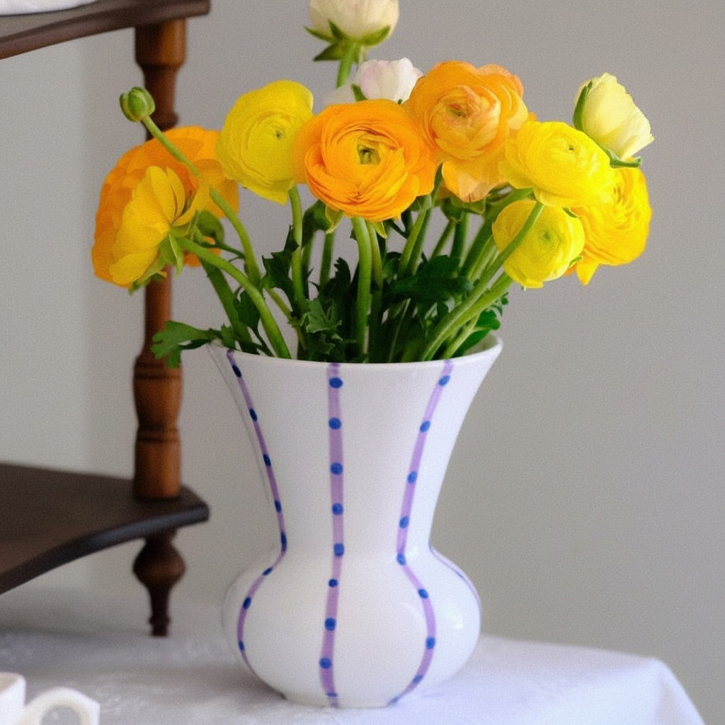 Striped Ceramic Flared Vase