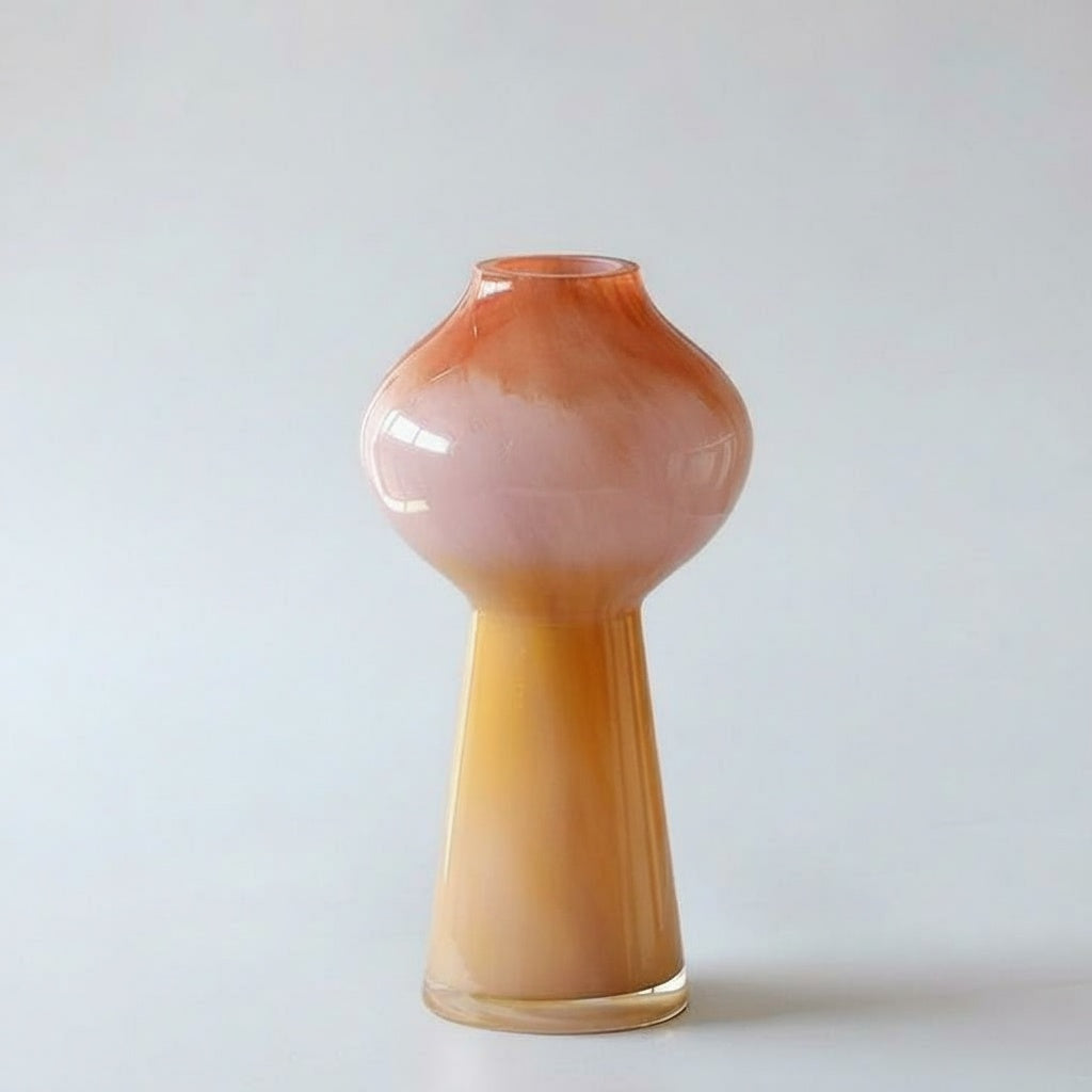 Swirled Art Glass Bulbous Vase