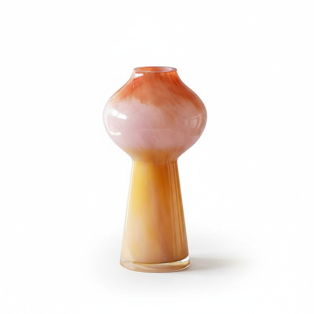 Swirled Art Glass Bulbous Vase