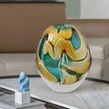 Swirled Art Glass Oval Vase