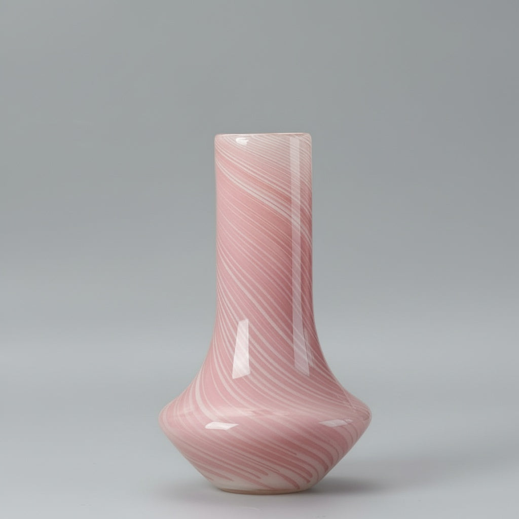 Swirled Pink Glass Tapered Vase