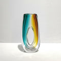 Large sculptural glass vase with central cutout