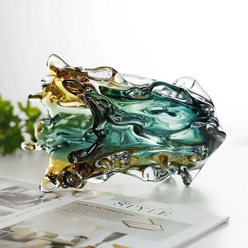 Top down perspective of art glass vase