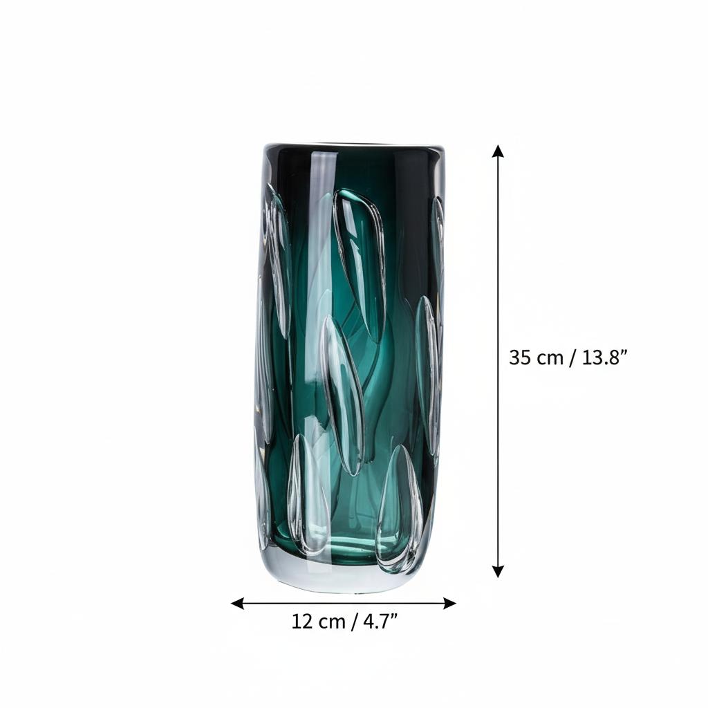 Large size vase dimension diagram 35cm height