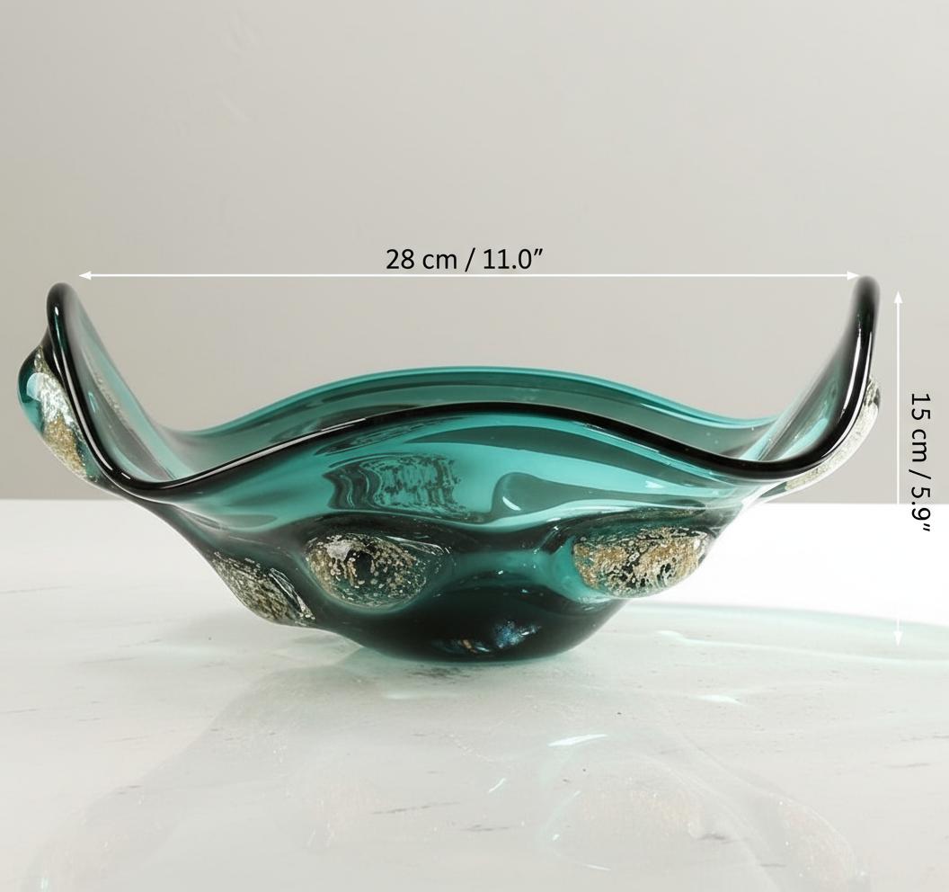 Teal glass bowl dimensions diagram