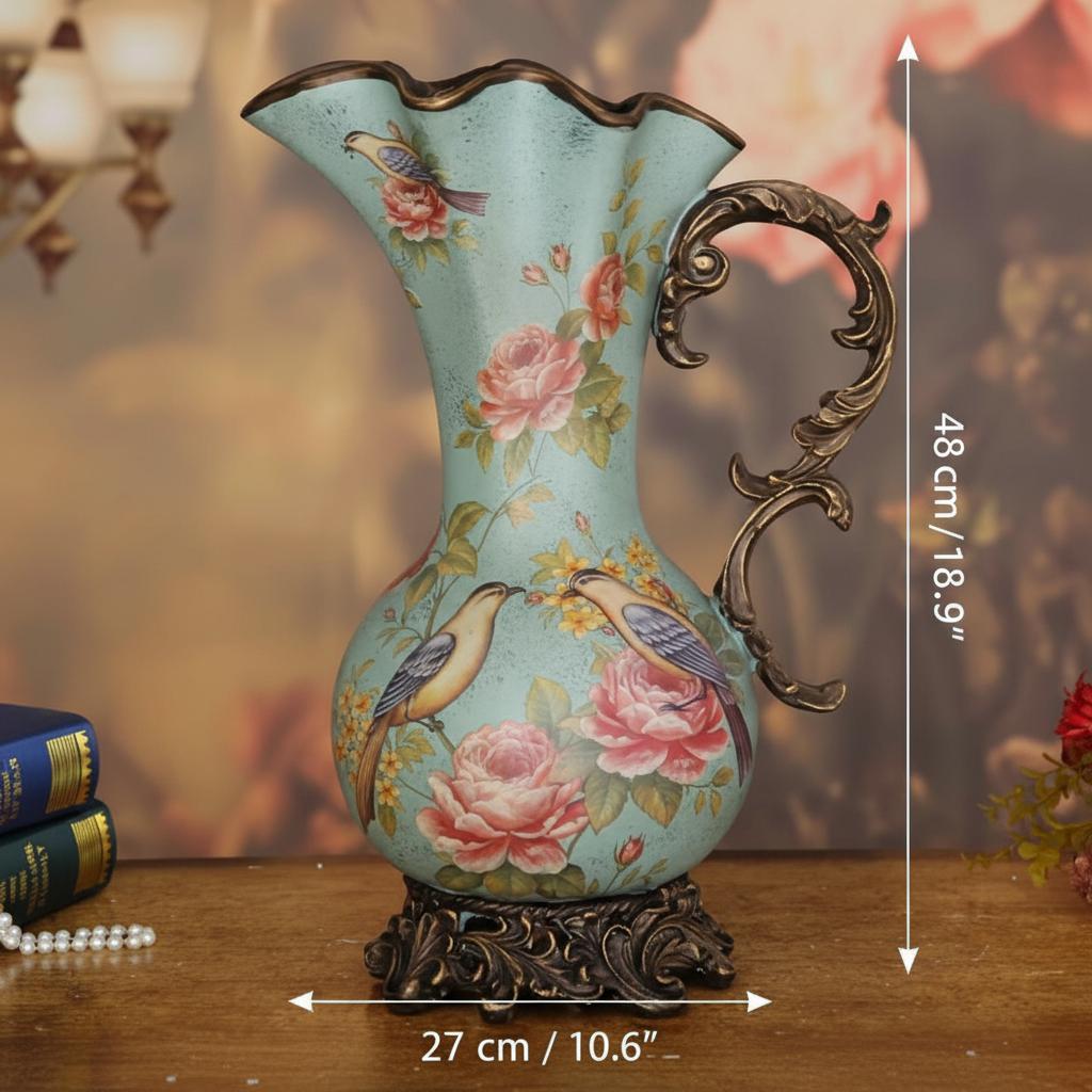 Dimensions diagram showing height and width of the vase