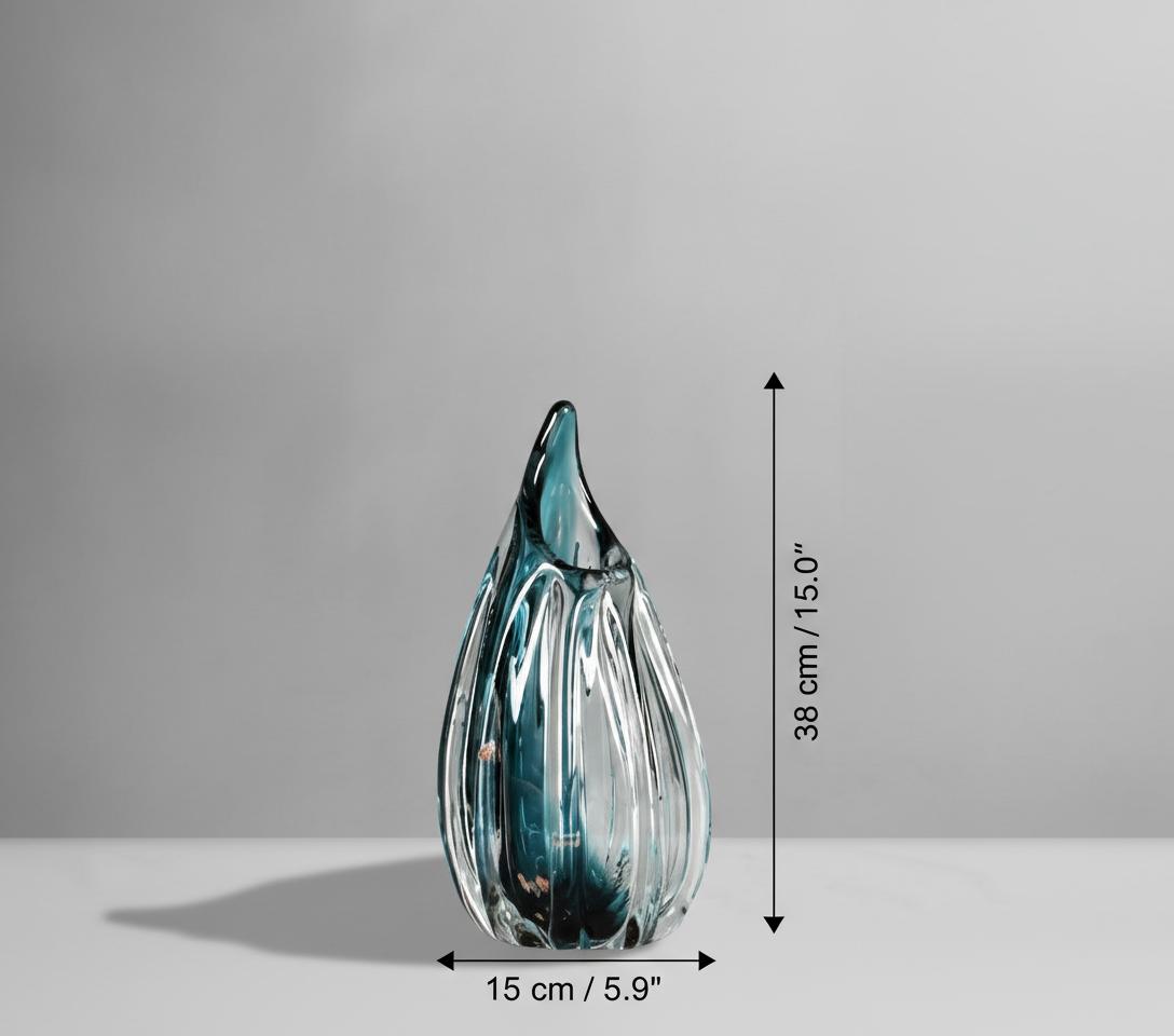 Large teal glass vase dimensions front view