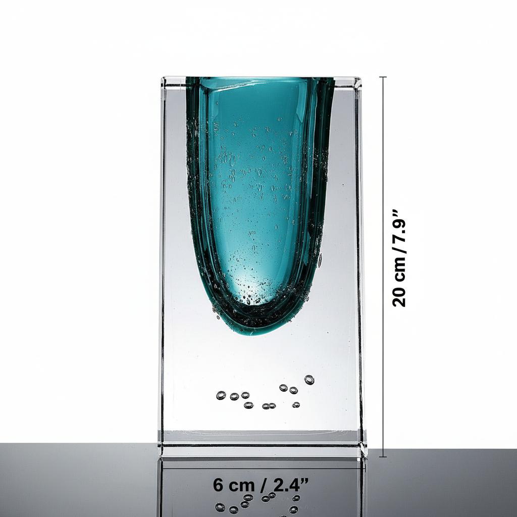 Dimension diagram of glass vase