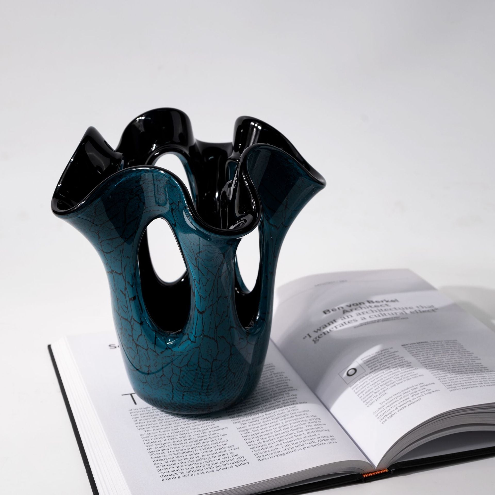 High angle view of wavy rim and cut out details