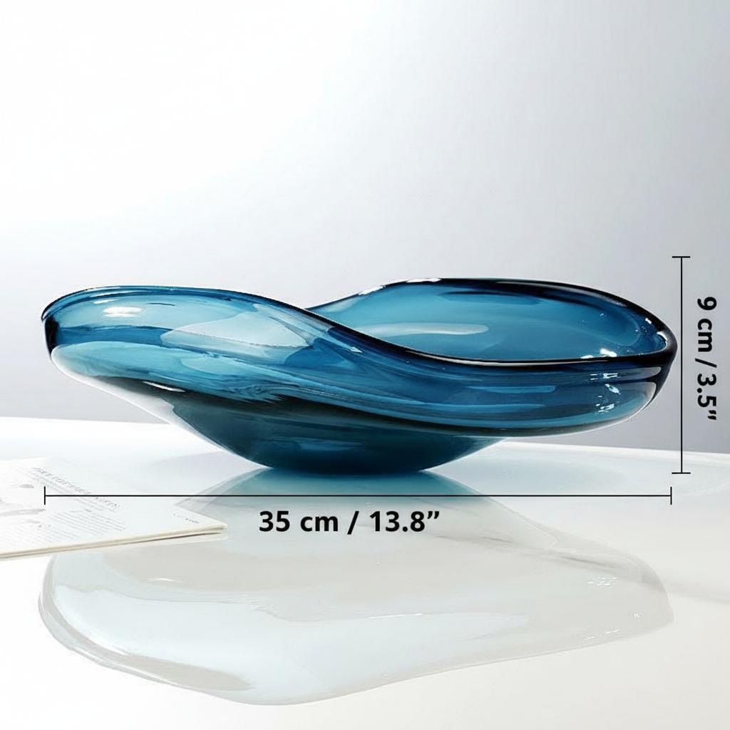 Dimensions diagram of glass centerpiece bowl