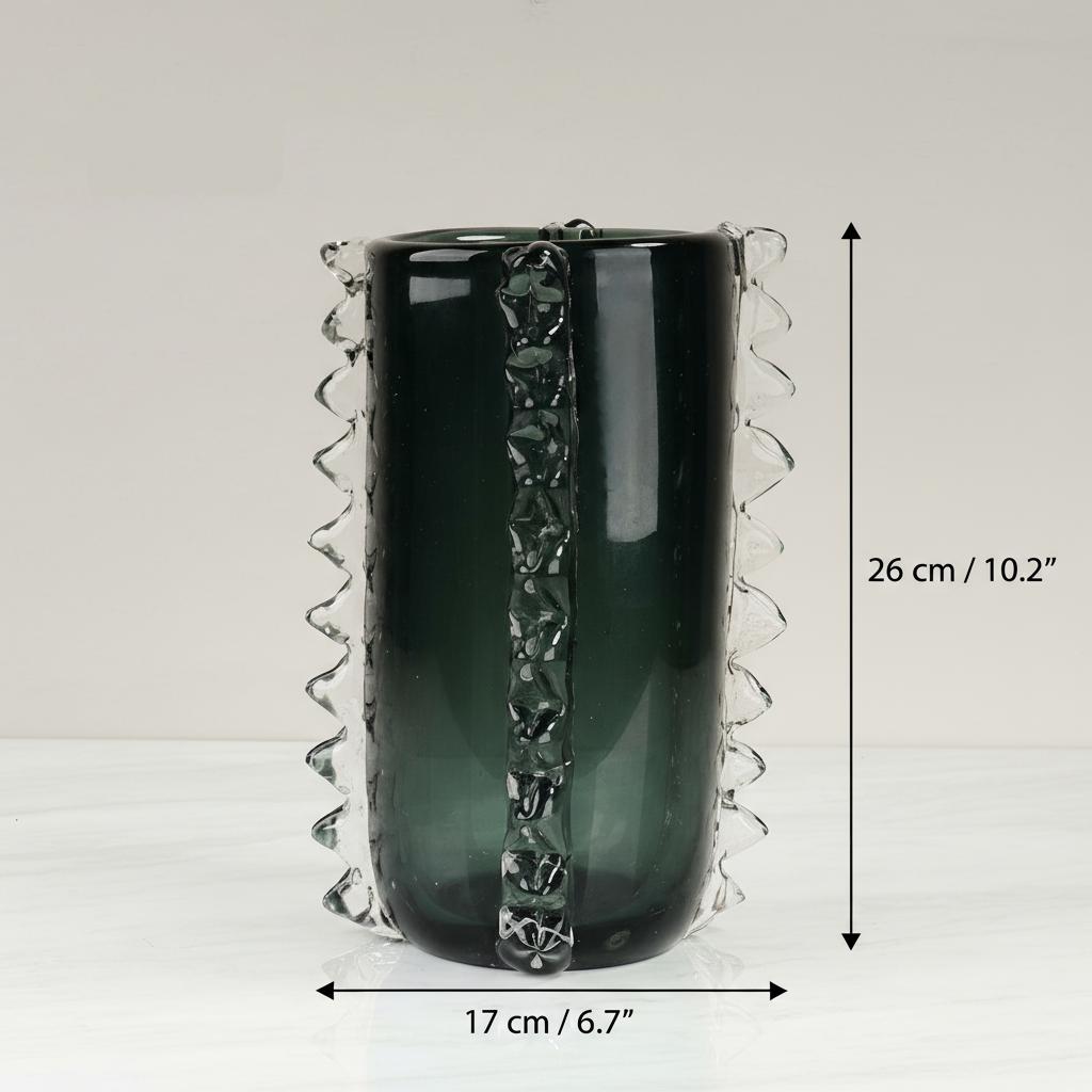 Medium teal glass vase dimensions 26cm height