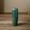 Teal Glazed Ceramic Cylindrical Vase