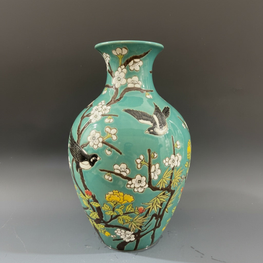 Teal Glazed Porcelain Baluster Vase