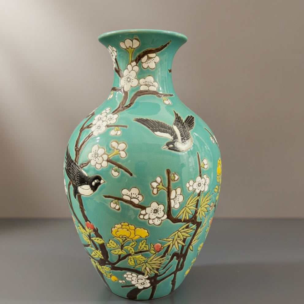 Teal Glazed Porcelain Baluster Vase