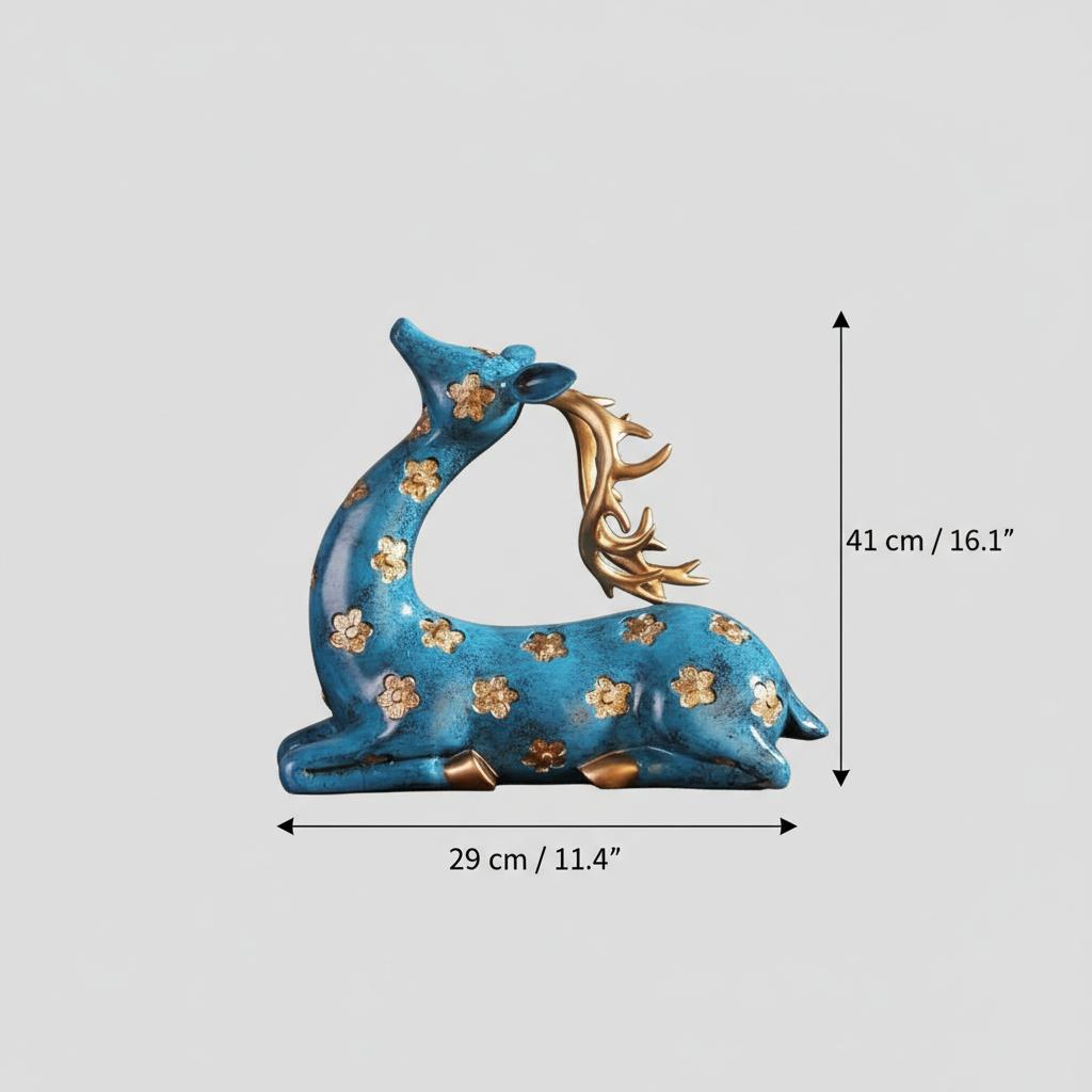 Dimensions of medium standing floral deer sculpture