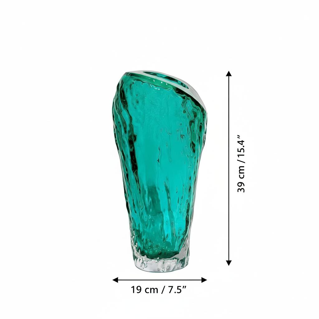 Large tall teal glass vase dimensions