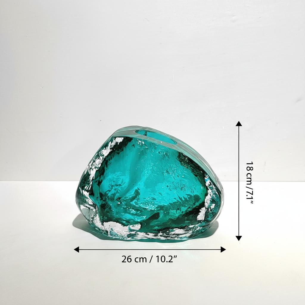 Medium low teal glass vase dimensions