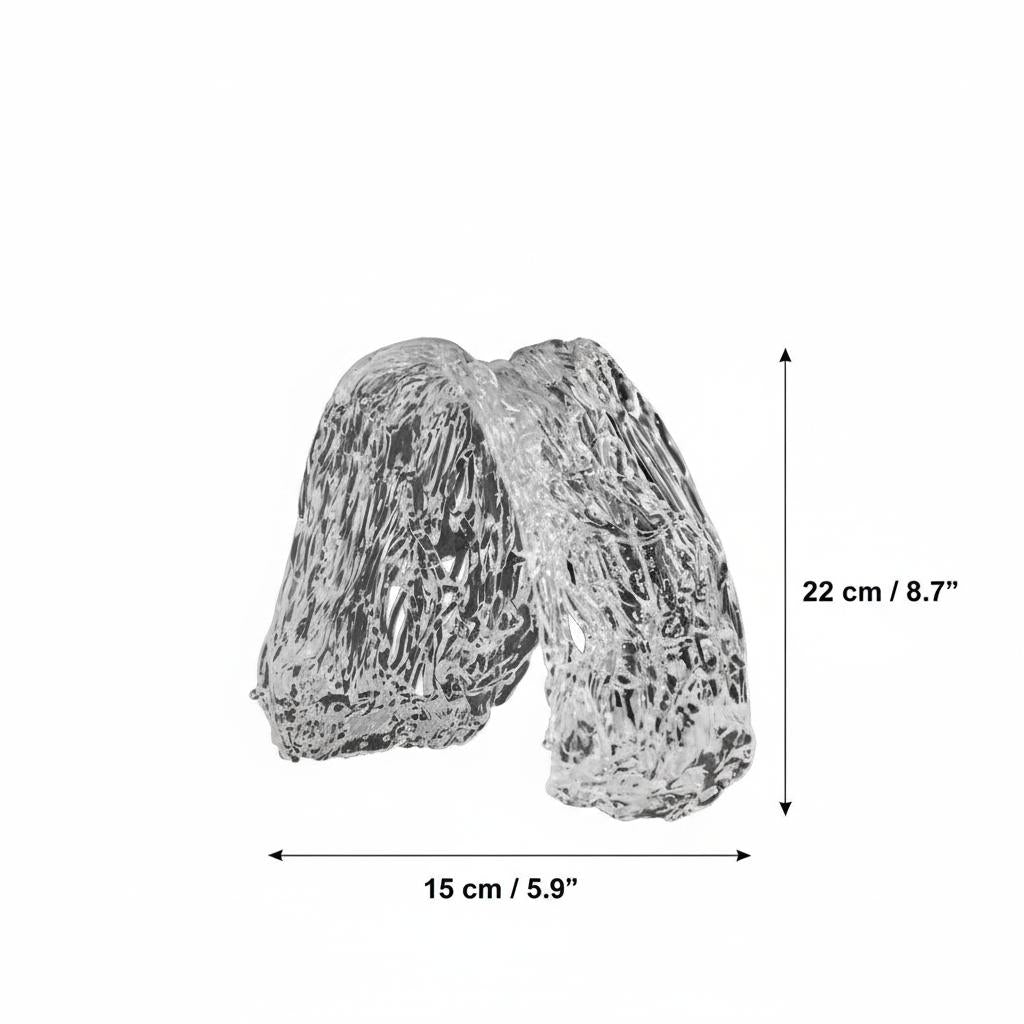 Side profile of wave sculpture showing dimensions
