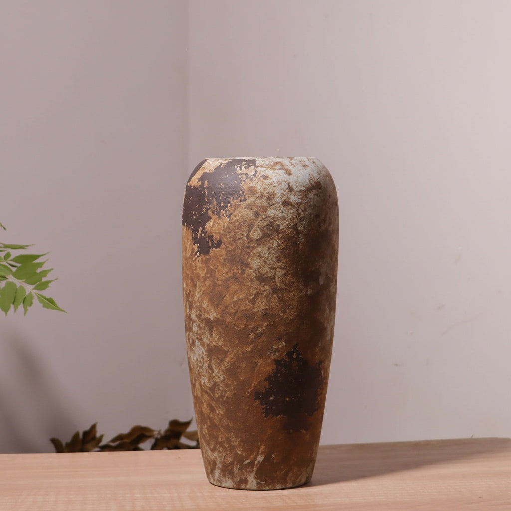 Textured Artisanal Ceramic Tall Vase Empty