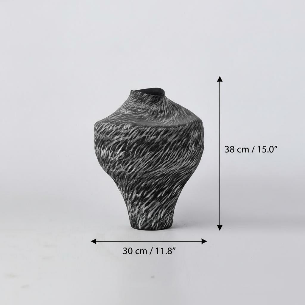 Large black ceramic vase dimensions 56cm height