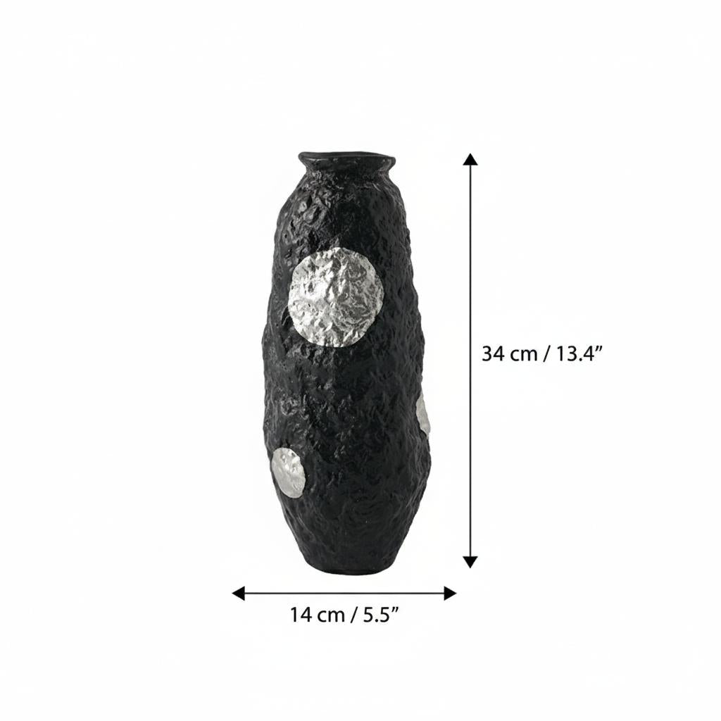 Medium black textured vase dimensions 34cm height