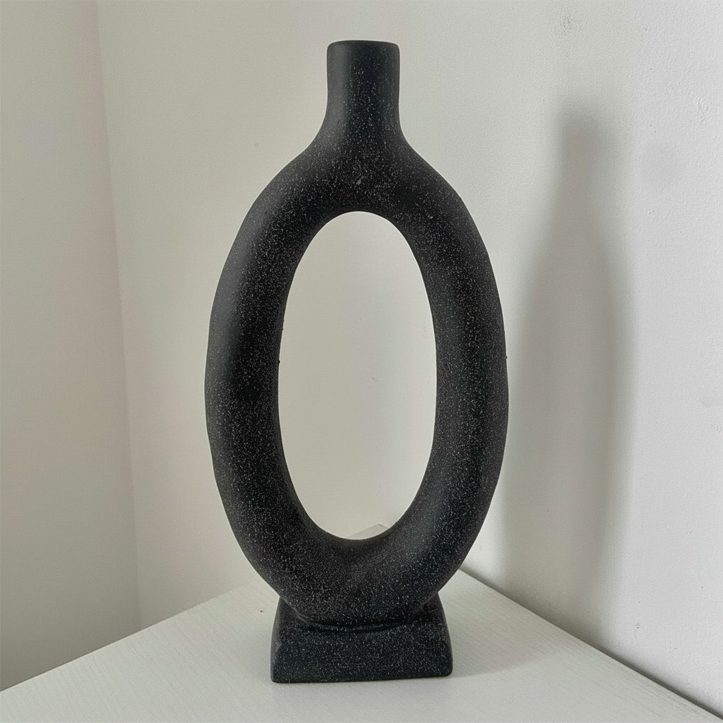 Textured Black Sculptural Taper Candle Holder