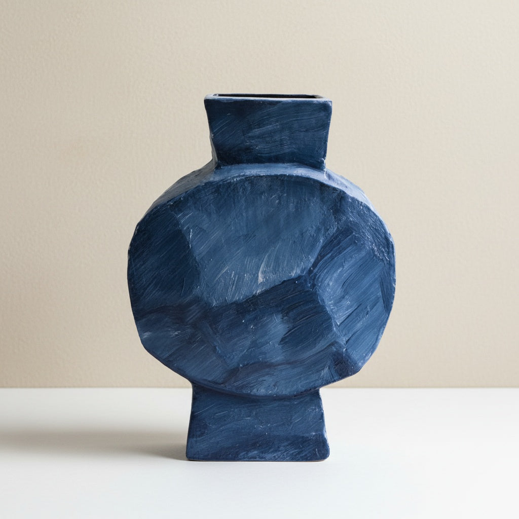 Textured Blue Sculptural Vase