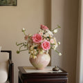 Textured Blush Ceramic Round Vase