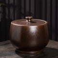 Textured Bronze Ceramic Round Lidded Jar