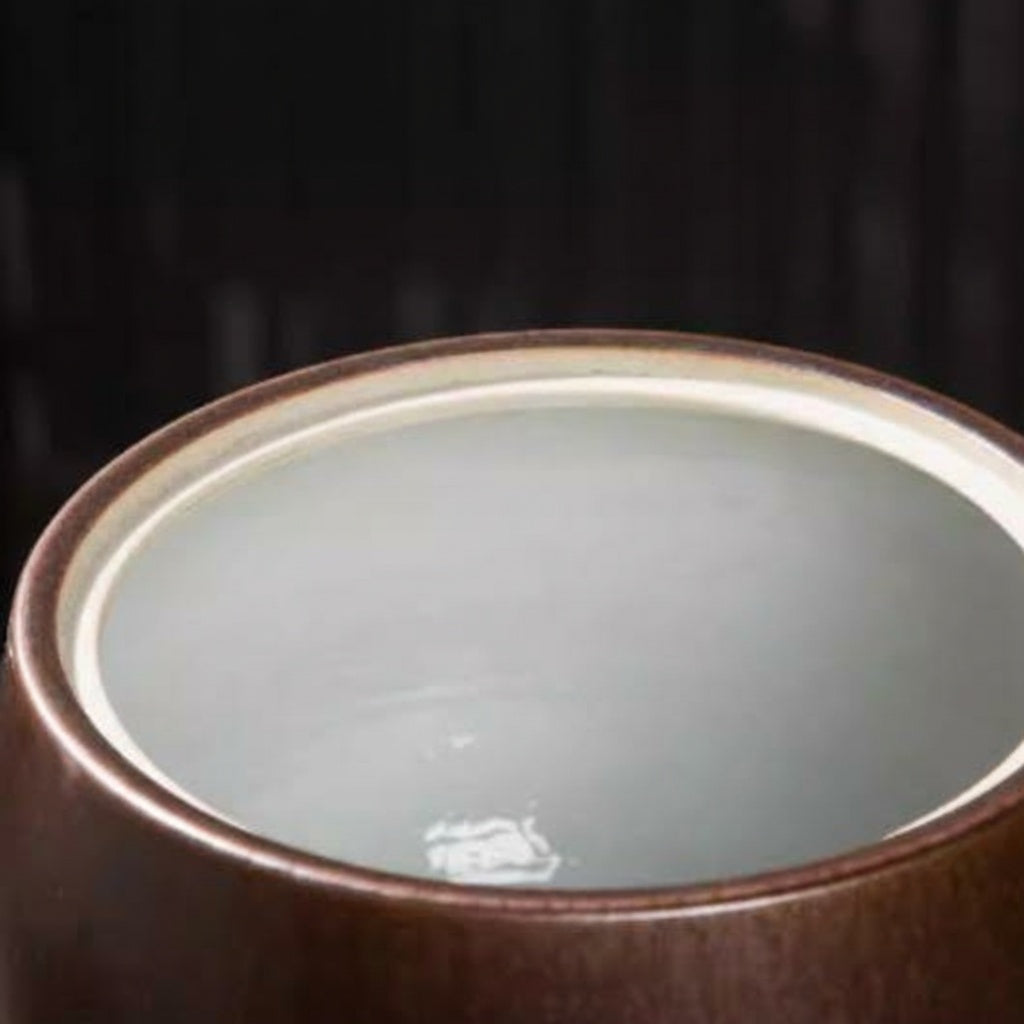Textured Bronze Ceramic Round Lidded Jar