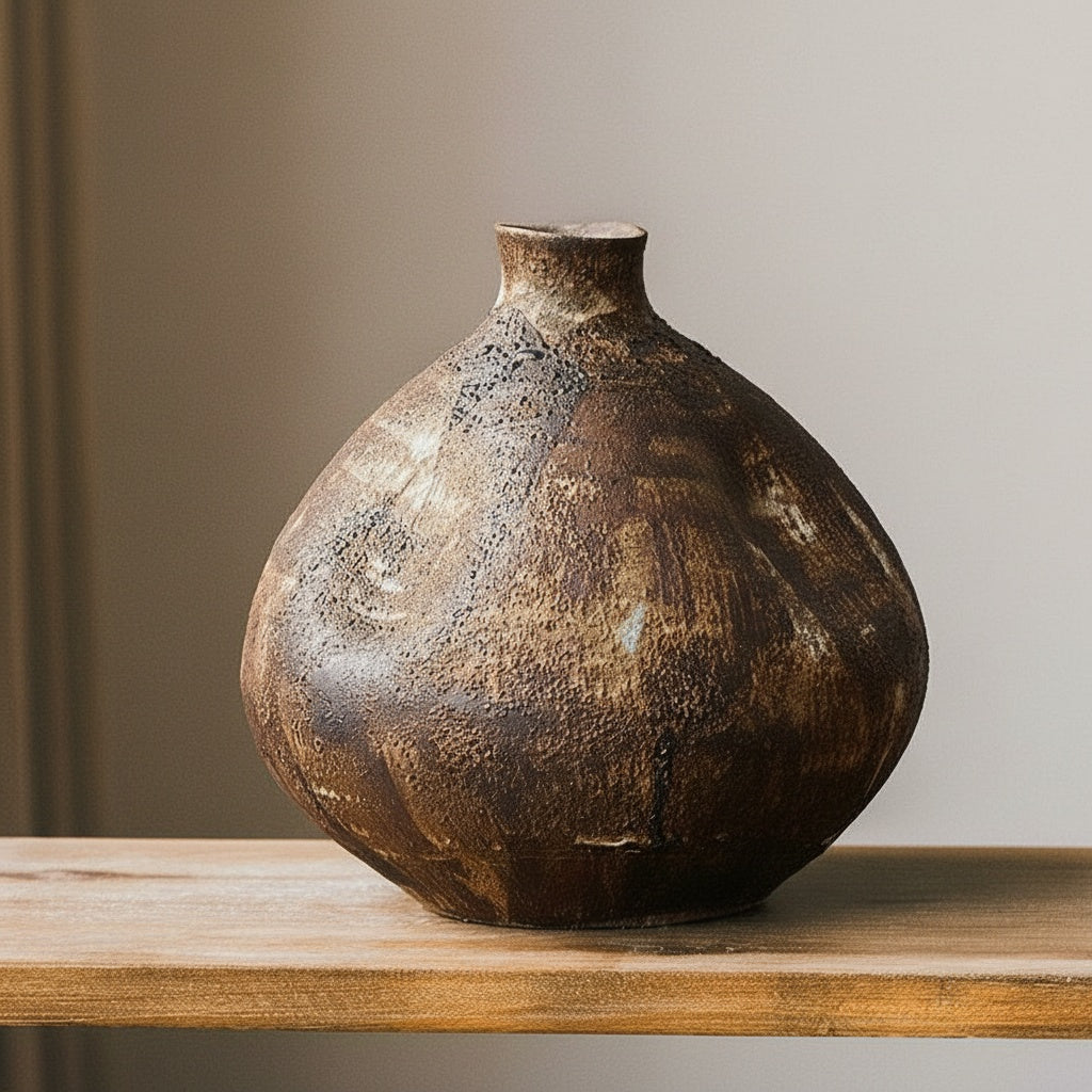 Textured Bronze Ceramic Vase Medium