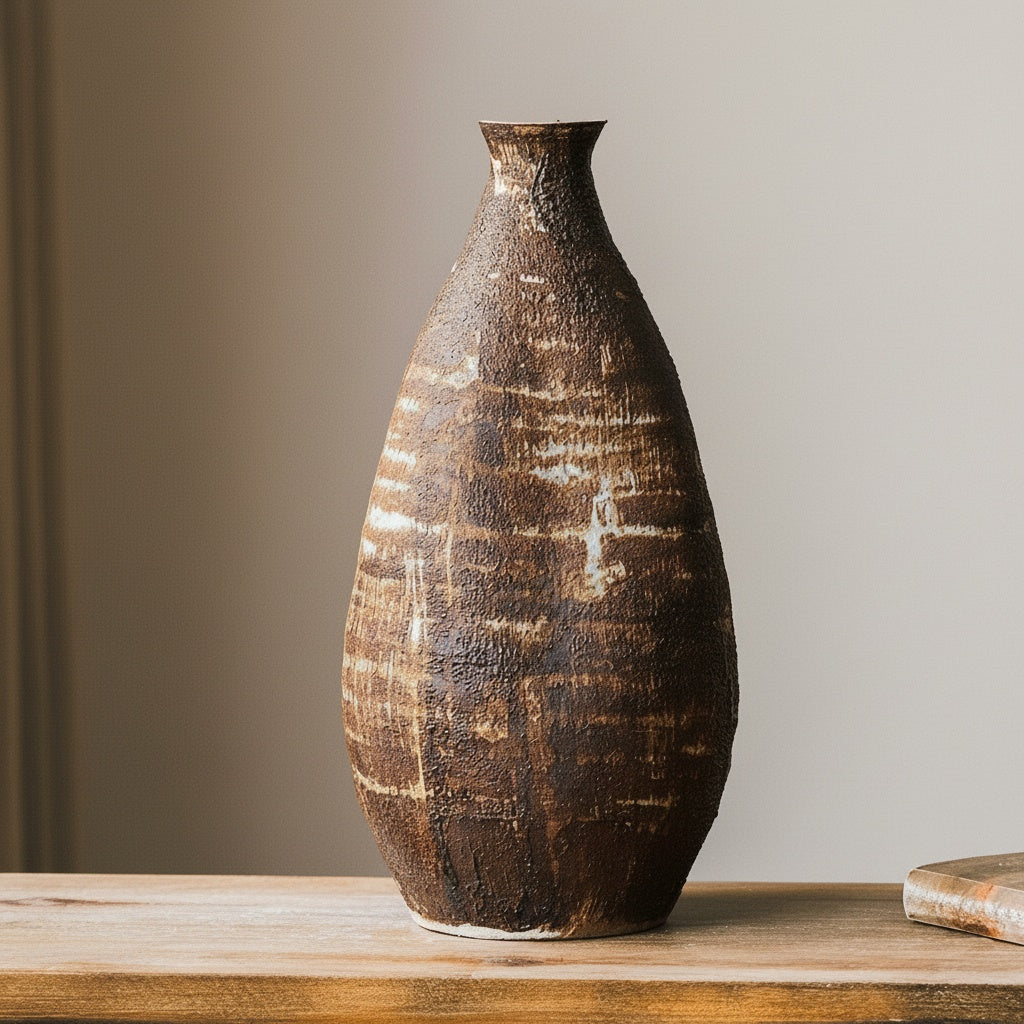 Textured Bronze Ceramic Vase Large