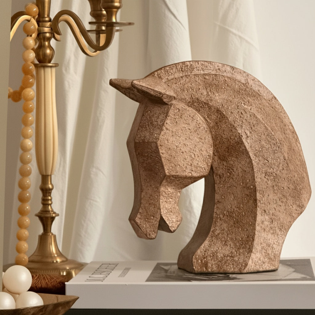 Textured Bronze Geometric Horse Sculpture