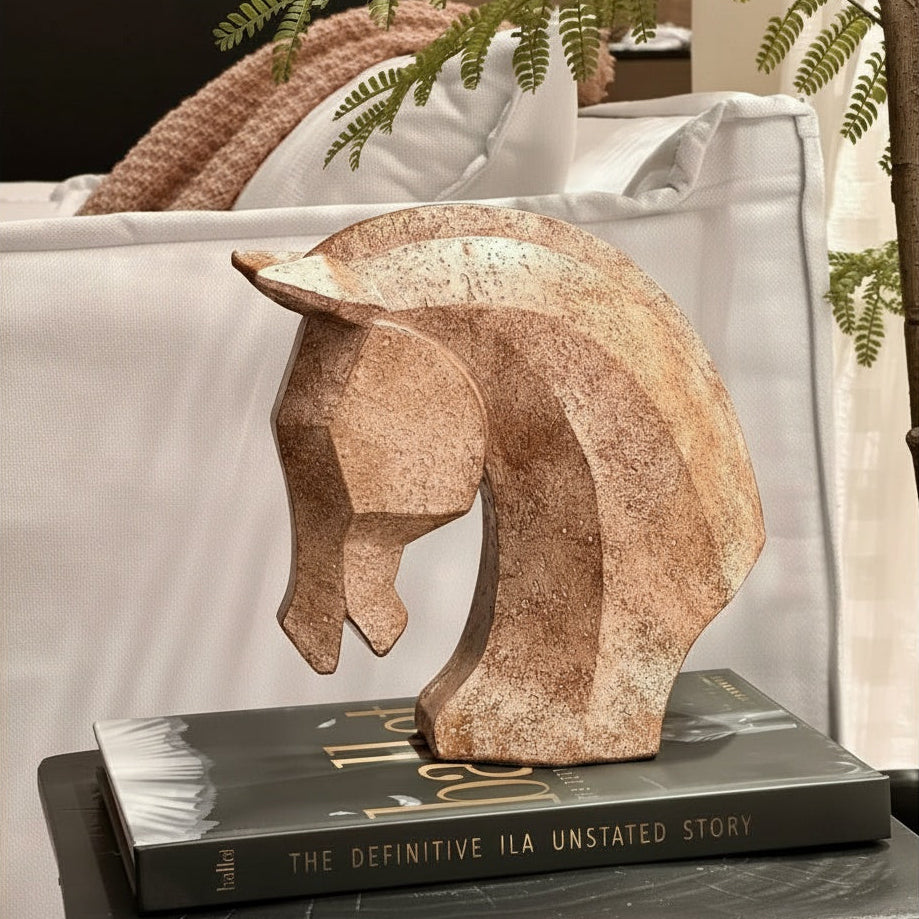 Textured Bronze Geometric Horse Sculpture