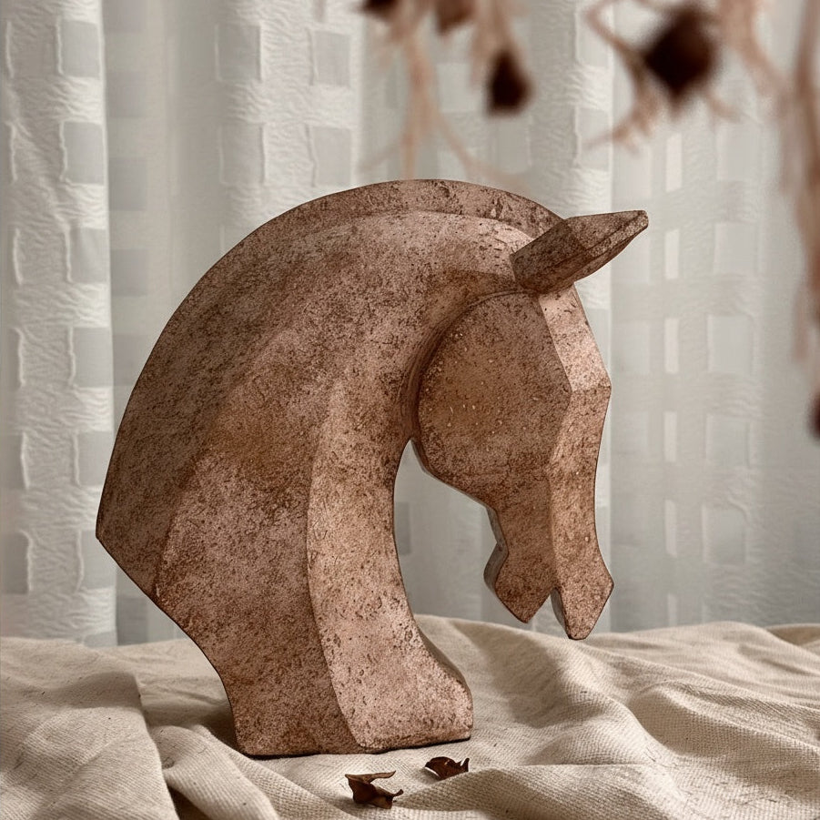 Textured Bronze Geometric Horse Sculpture