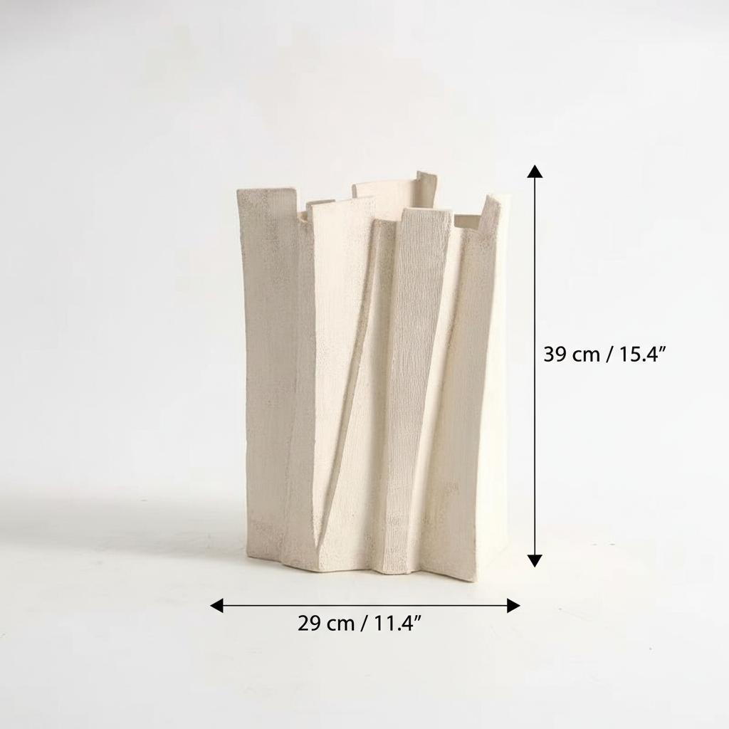 White ceramic vase dimensions diagram