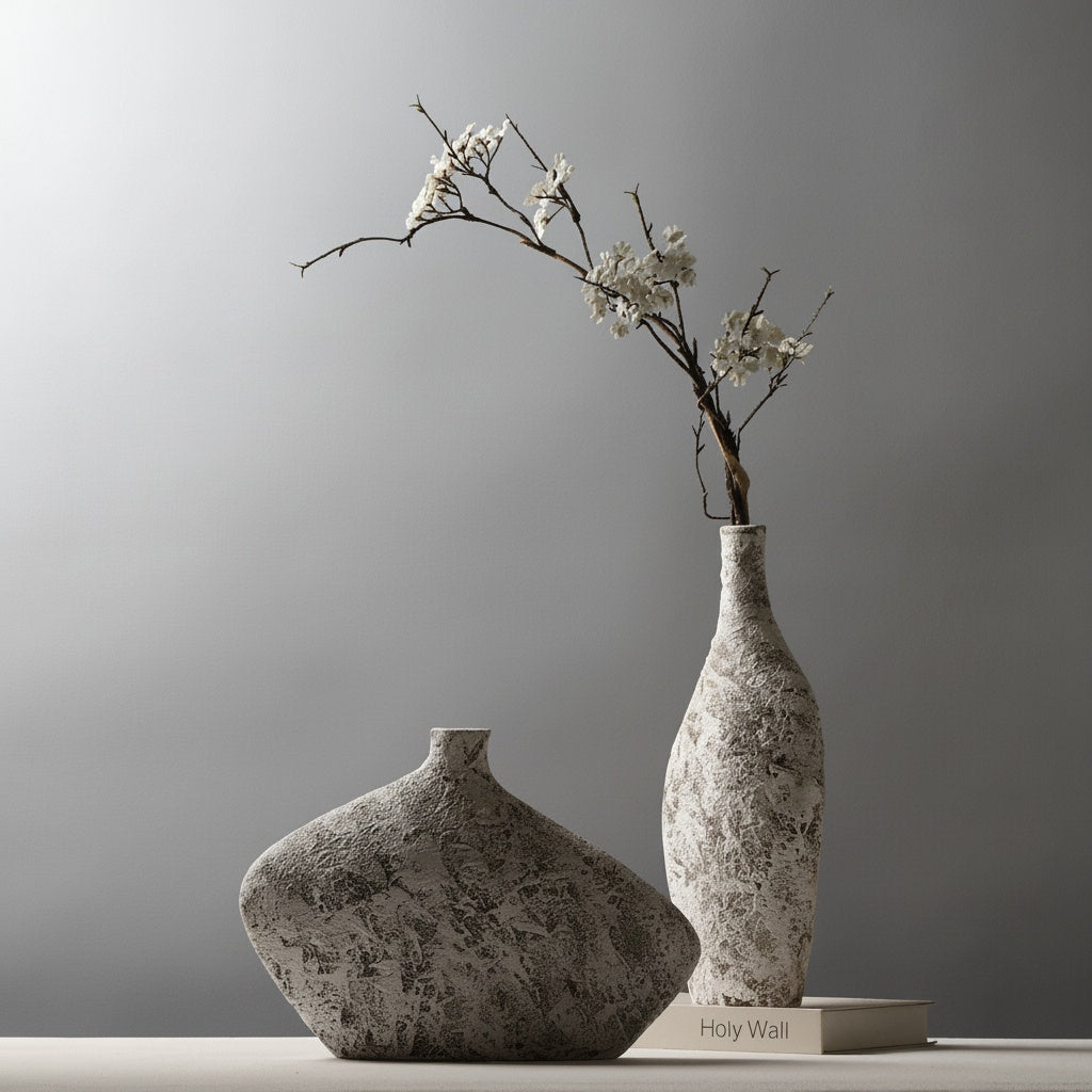 Textured Ceramic Asymmetrical Vase