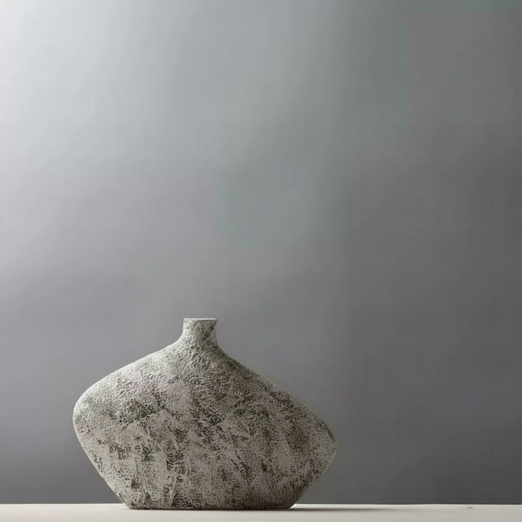 Textured Ceramic Asymmetrical Vase
