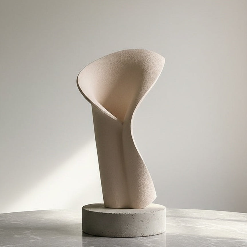 Textured ceramic abstract calla lily sculpture side profile