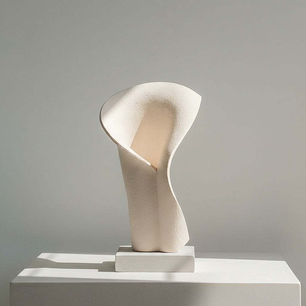 Textured ceramic abstract calla lily sculpture with lighting