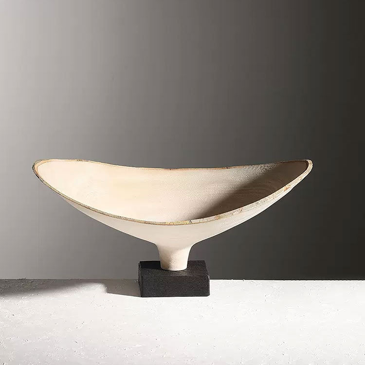 High angle view showing the interior curve and texture of the bowl