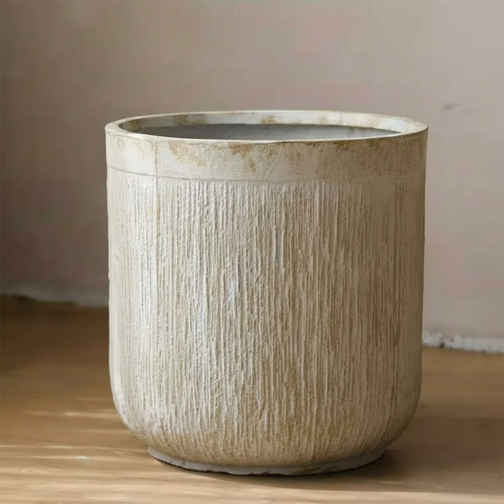 Textured Ceramic Cylindrical Planter